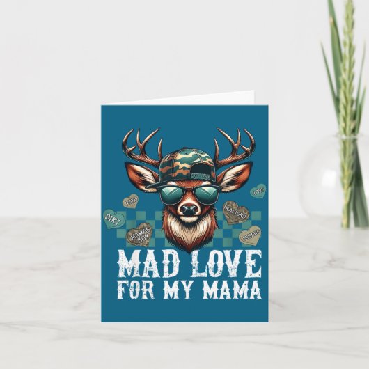 Mad Retro Love For My Mama Camo Deer Hunting Valen カード (正面)