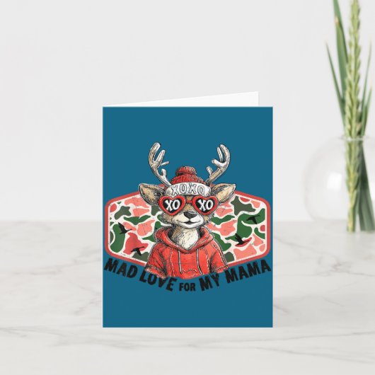 Mad Retro Love For My Mama Camo Deer Hunting Valen カード (正面)