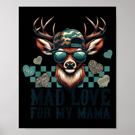 Mad Retro Love For My Mama Camo Deer Hunting Valen ポスター (正面)