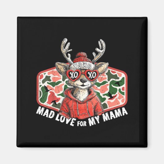Mad Retro Love For My Mama Camo Deer Hunting Valen マグネット (正面)