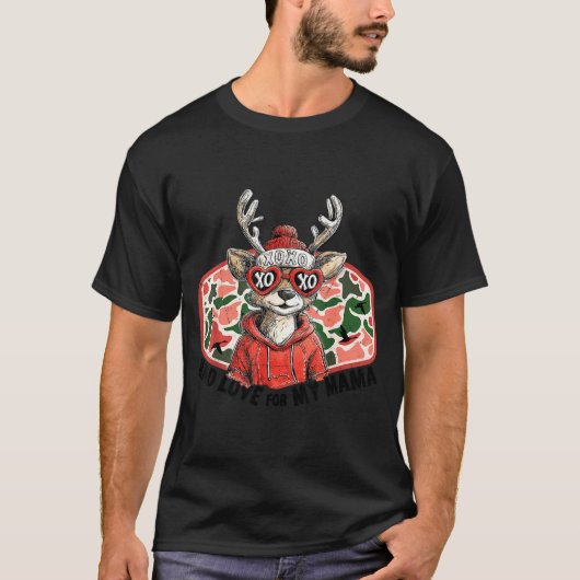 Mad Retro Love For My Mama Camo Deer Hunting Valen Tシャツ (正面)