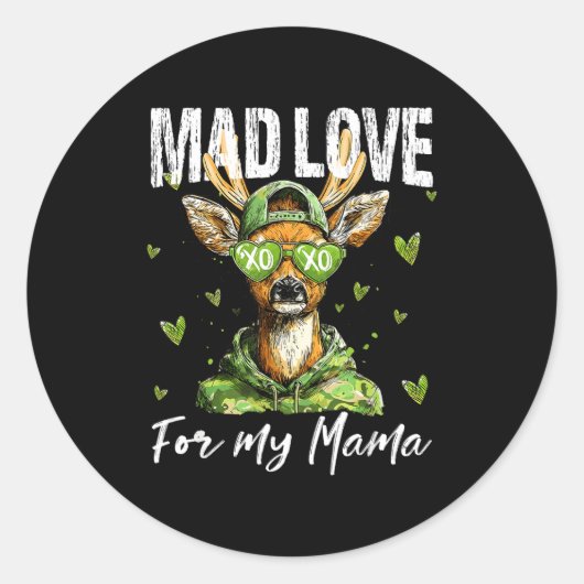 Mad Retro Love For My Mama Deer Hunting Boys Valen ラウンドシール (正面)