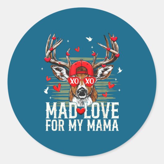 Mad Retro Love For My Mama Deer Hunting Happy Vale ラウンドシール (正面)