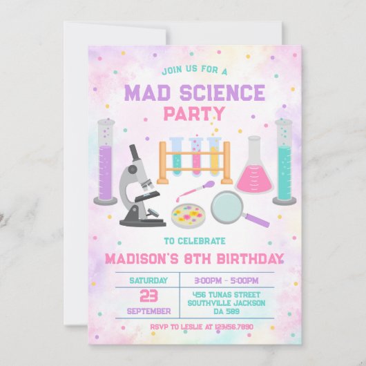 Mad Science Experiment Birthday Party Invitation 招待状 (正面)