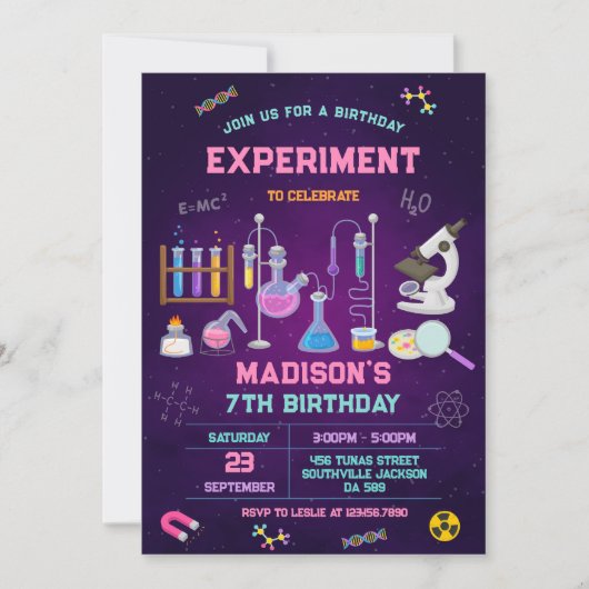 Mad Science Experiment Birthday Party Invitation 招待状 (正面)