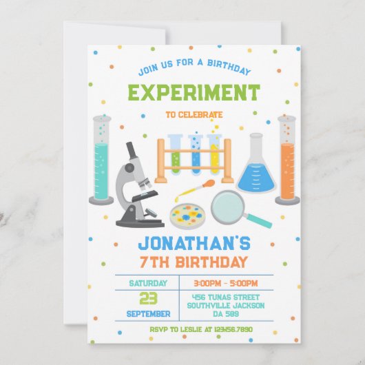 Mad Science Experiment Birthday Party Invitation 招待状 (正面)