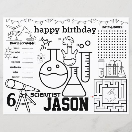 Mad science placemats, Mad science birthday games (正面)