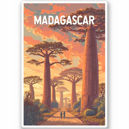 Madagascar Illustration Travel Art Vintage シール (正面)