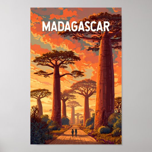 Madagascar Illustration Travel Art Vintage ポスター (正面)