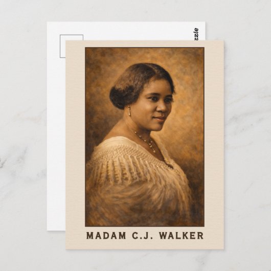 Madam C.J. Walker Portrait Art ポストカード (正面/裏面)