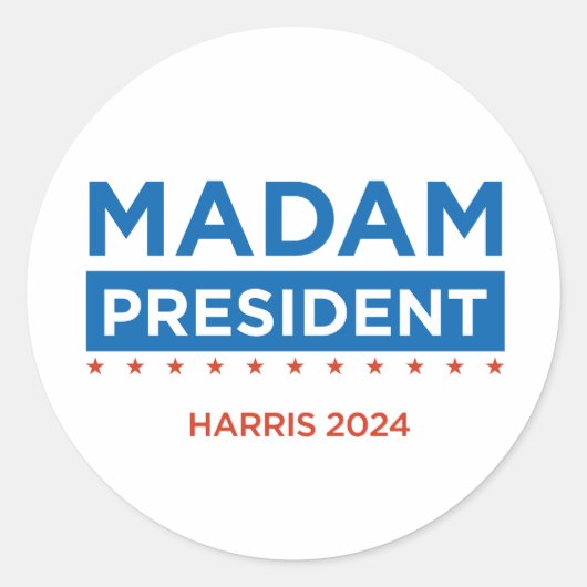 Madam President Harris 2024ステッカー ラウンドシール (正面)