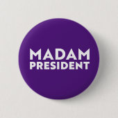 Madam President modern bold typography purple 缶バッジ (正面)
