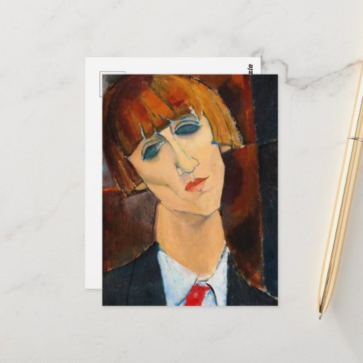 Madame Kisling, 1917 by Amedeo Modigliani ポストカード (正面/裏面インサイチュ)