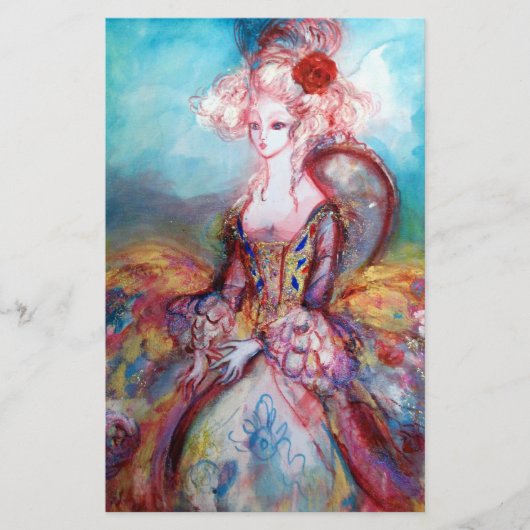 MADAME POMPADOUR，柔らかい青のホワイト文房具 便箋 (正面)