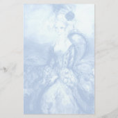 MADAME POMPADOUR,柔らかい青のホワイト文房具 便箋 (裏面)