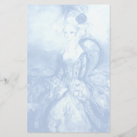 MADAME POMPADOUR，柔らかい青のホワイト文房具 便箋 (裏面)