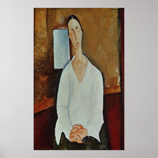 Madame Zborowska with Clasped Hands, c.1917 ポスター (正面)