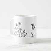 Mädchen auf der Gänseblümchen-Wiese – Minimalistis コーヒーマグカップ (正面左)