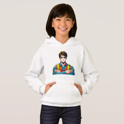 Mädchen Hoodie mit Manga-Sicherheitsfachmann (正面フル)