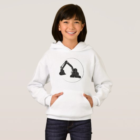 Mädchen Pullover Hoodie mit Bagger-Grafik (正面フル)
