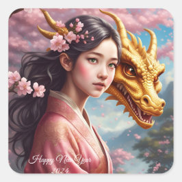 Mädchen zwischen Kirschblüten  スクエアシール