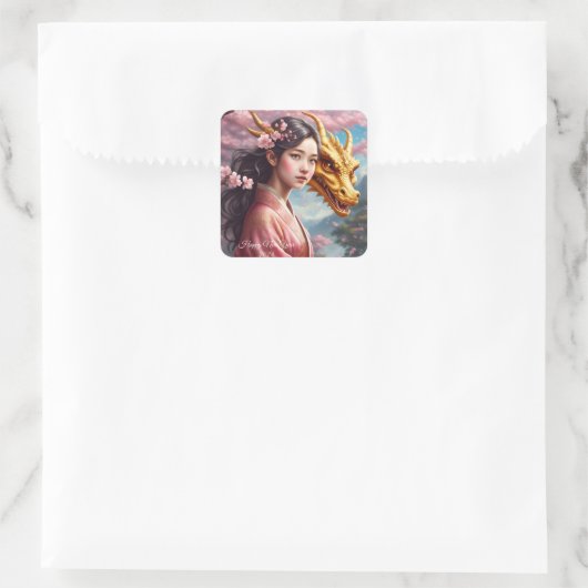 Mädchen zwischen Kirschblüten  スクエアシール (バッグ)