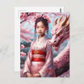 Mädchen zwischen Kirschblüten 1 ポストカード (正面/裏面)