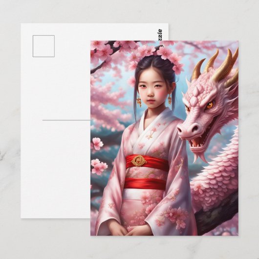 Mädchen zwischen Kirschblüten 1 ポストカード (正面/裏面)