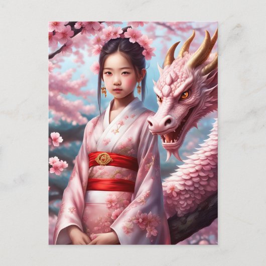 Mädchen zwischen Kirschblüten 1 ポストカード (正面)