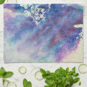 Maddie blue and purple impressionist dish towel キッチンタオル (折り畳み)