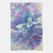 Maddie blue and purple impressionist dish towel キッチンタオル (縦)