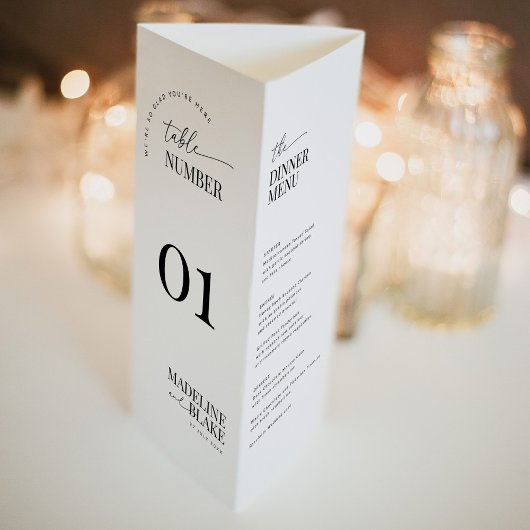 MADDIE Modern Trifold Table Numbers with Menu