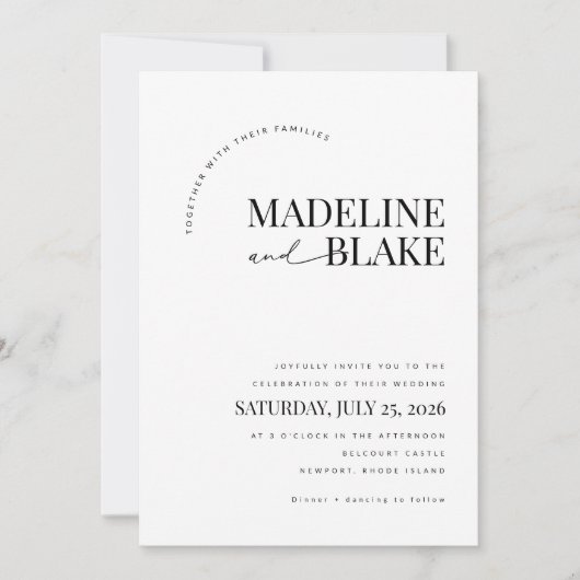 MADDIE Modern Wedding Invite RSVP + Details 招待状 (正面)