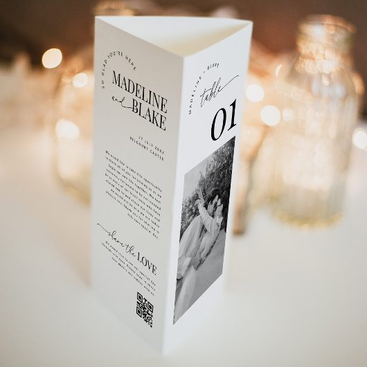 MADDIE Trifold Table Numbers, Photo and QR Code