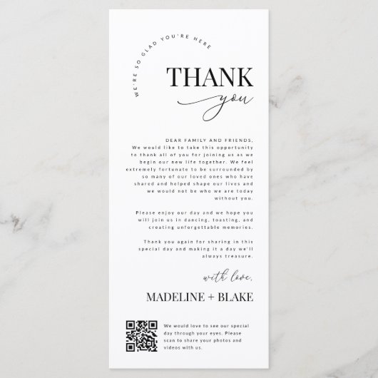 MADDIE Wedding Thank You Note with QR Code メニュー (正面)