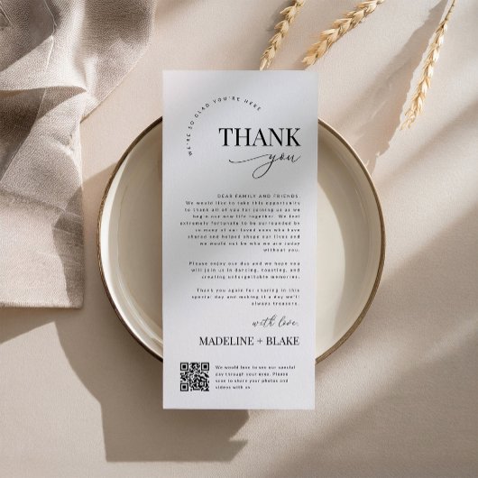 MADDIE Wedding Thank You Note with QR Code メニュー