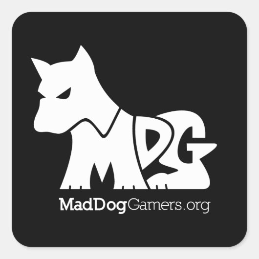 MadDogGamers公式ステッカー(ホワイトロゴ) スクエアシール (正面)