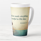 Made Beautiful Butterfly and Bible Verse カフェラテマグ (右アングル)