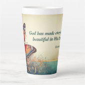 Made Beautiful Butterfly and Bible Verse カフェラテマグ (正面)