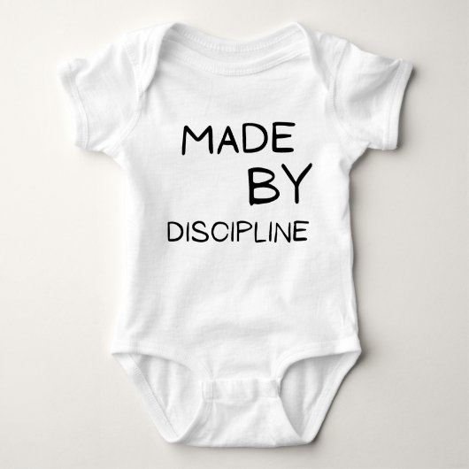 Made by Discipline Motivational Text DesignT-Shirt ベビーボディスーツ (正面)