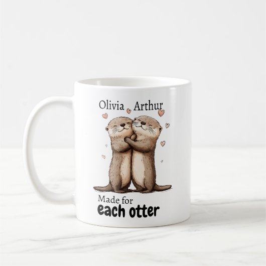 Made For Each Otter Funny Valentines Gift コーヒーマグカップ (左)