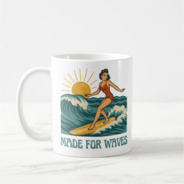 Made For Waves Surfer - Retro Surfing Pin-Up Art コーヒーマグカップ