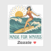Made For Waves Surfer - Retro Surfing Pin-Up Art シール (シート)