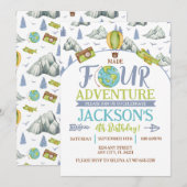 Made Four Adventure 4歳の誕生日招待状 招待状 (正面/裏面)