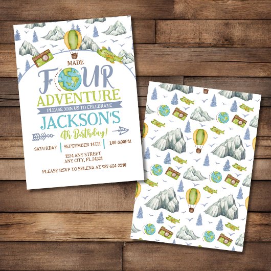 Made Four Adventure 4歳の誕生日招待状 招待状