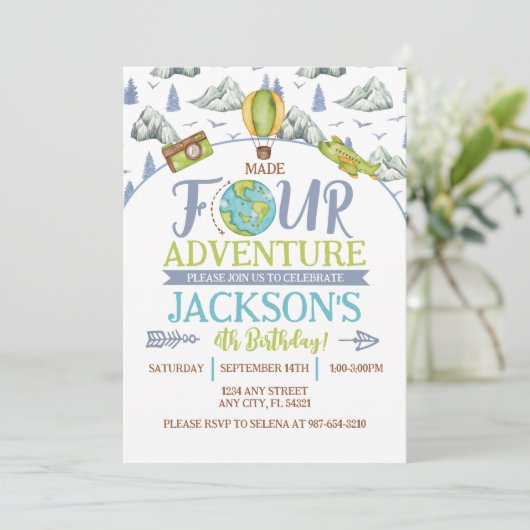 Made Four Adventure 4th Birthday Invitation 招待状 (スタンド正面)