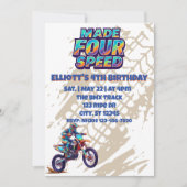 Made FOUR Speed, dirt bike 4th Birthday 招待状 (正面)