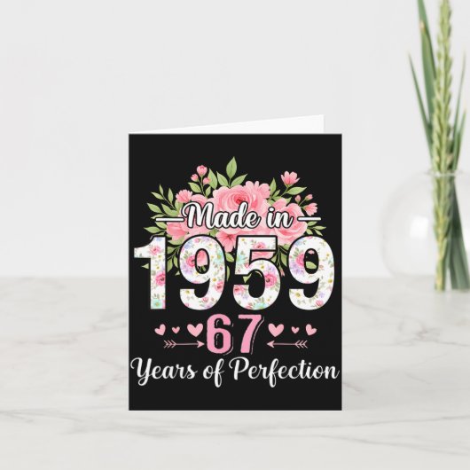 Made In 1959 Floral 67th Birthday Women 67 Years O カード (正面)