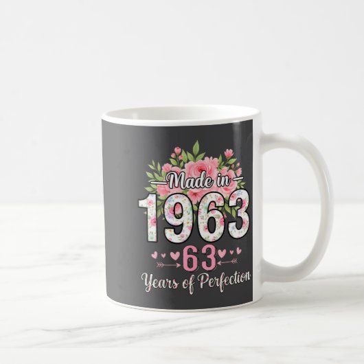 Made In 1963 Floral 63rd Birthday Women 63 Years O コーヒーマグカップ (右)