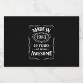 Made in 1983 40 years of being awesome 2023 bday リキュールボトルラベル (シングルラベル)